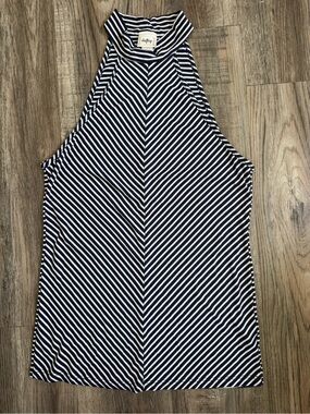 *3 for $15* Daytrip Navy & White Striped High Neck Tank